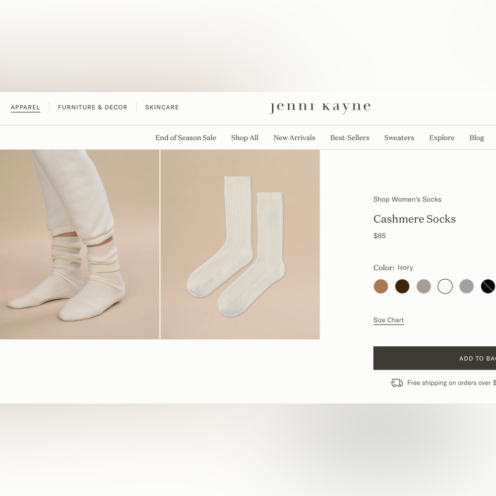 Jenni Kayne Cream Cashmere Socks